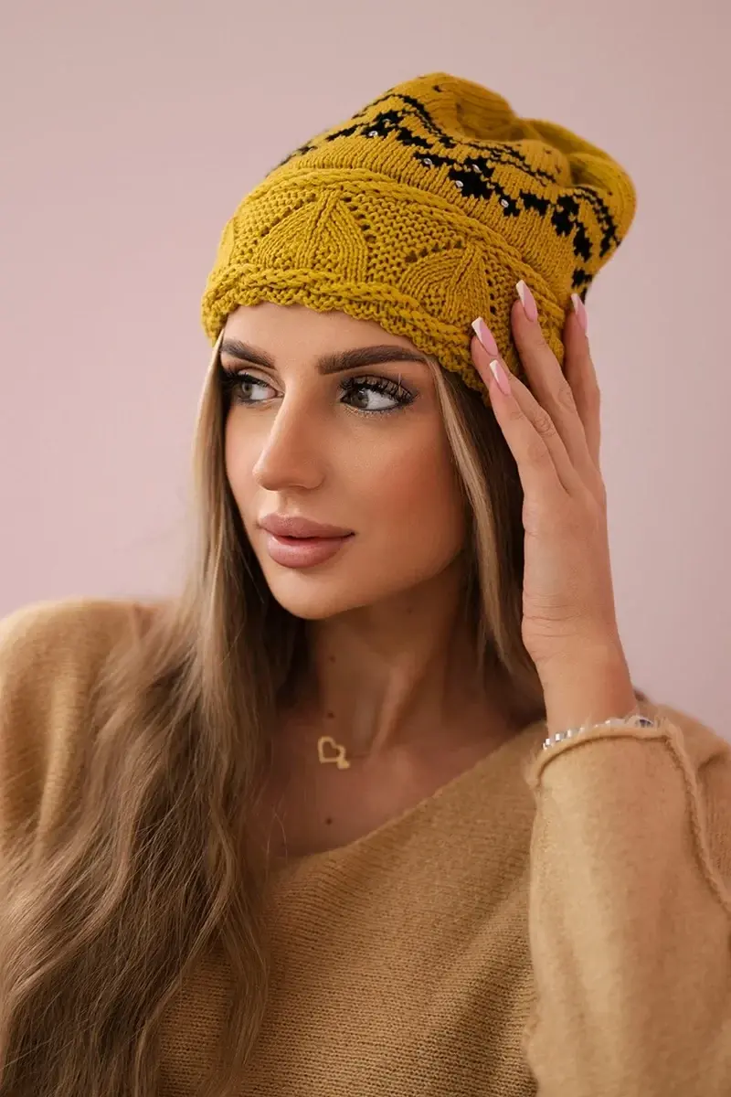 Kesi Dámská čepice Kira K374 hořčicová+černá