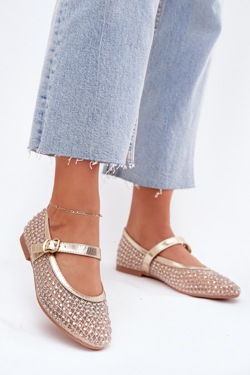 Boto Zdobené Dámské Baletky S Pásem A Sponou Zlaté Avirae