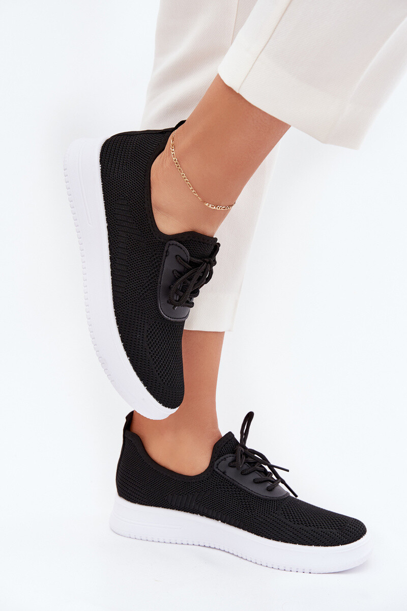 Boto Materiálové Nazouvací Sportovní Boty Na Platformě Dámské Černé Kalyra