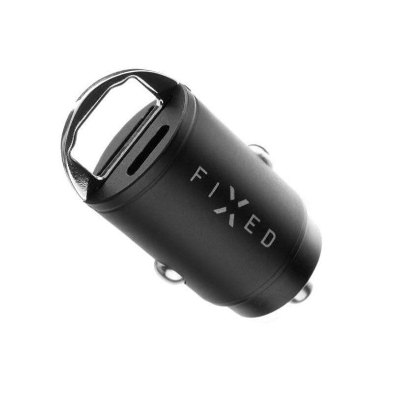 FIXED Autonabíjačka s USB-C a USB-A výstupom, PD30W - černá