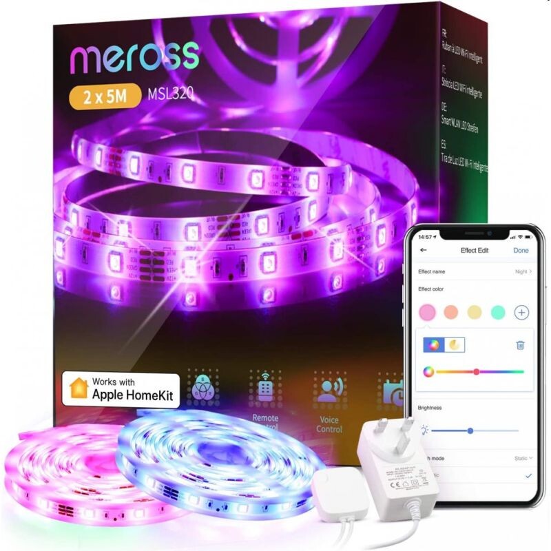 Meross Smart WiFi LED Pasik s RGB (2x5 m = 10 meter)
