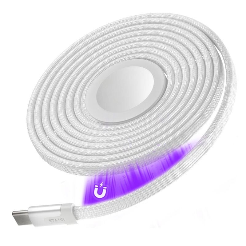 KeySmart Statik MagStack, nabijačka pre Apple Watch, USB-C, - biela (1m)
