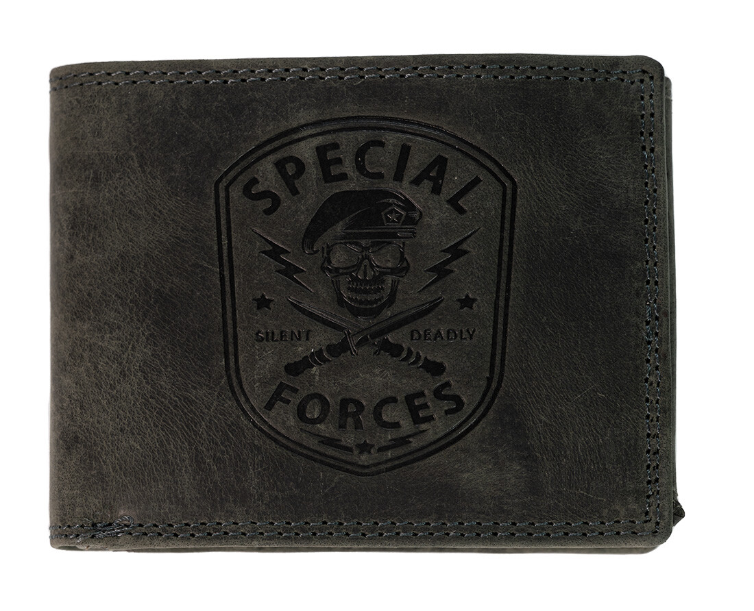 HL Luxusní kožená peněženka Special Forces - černá