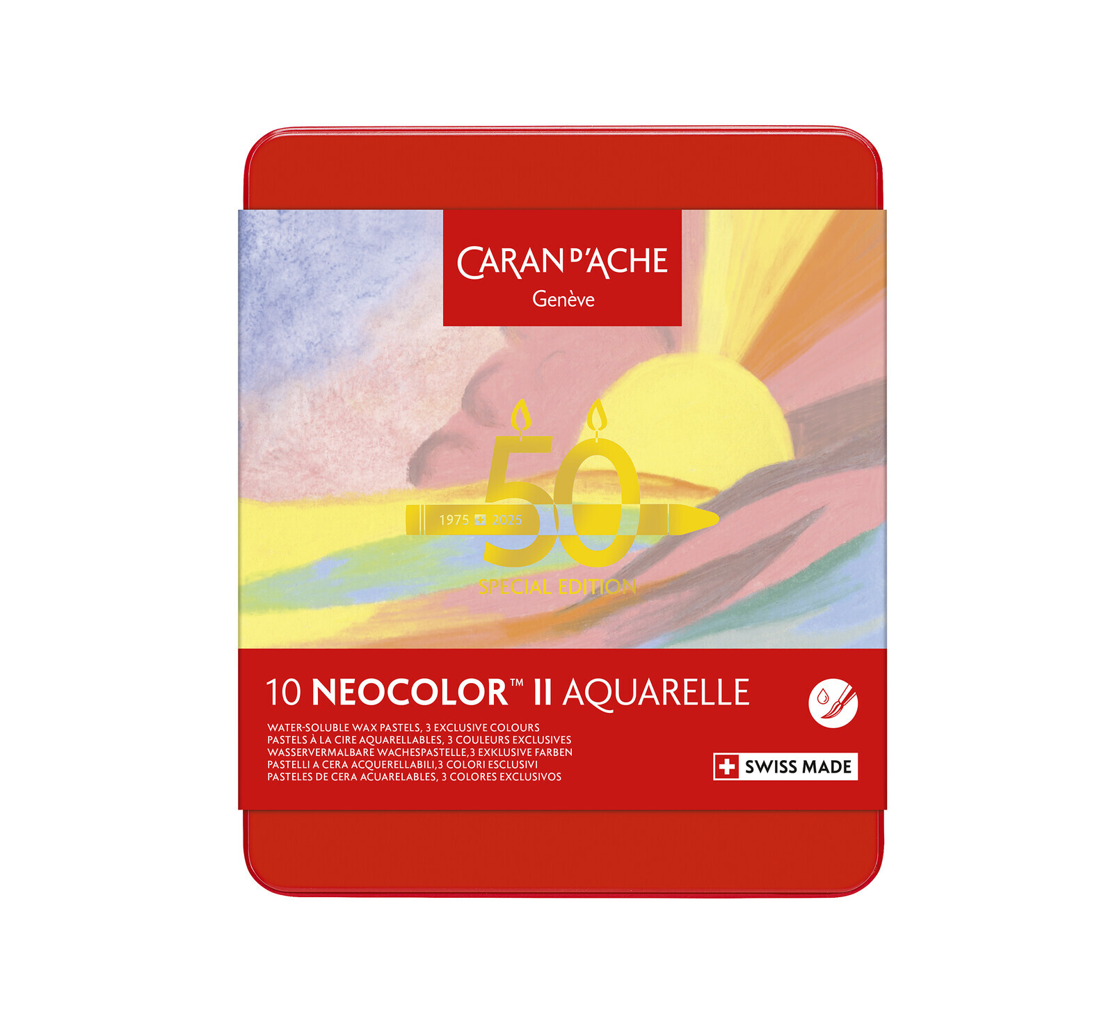 Caran d'Ache Caran d'Ache,  7500.918, Neocolor II, akvarelové pastely, limitovaná edice 50-years, Pastel, 10 ks