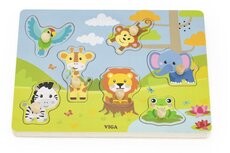 Viga Dřevěná vkládačka zvuková zvířátka