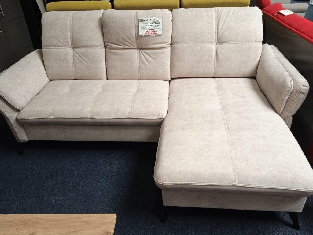 Sedací souprava Massimo - pravá varianta - látka Vera 02 Provedení: Pravá varianta, Nožičky: Nožičky černé - typ A, látka: Vera 02