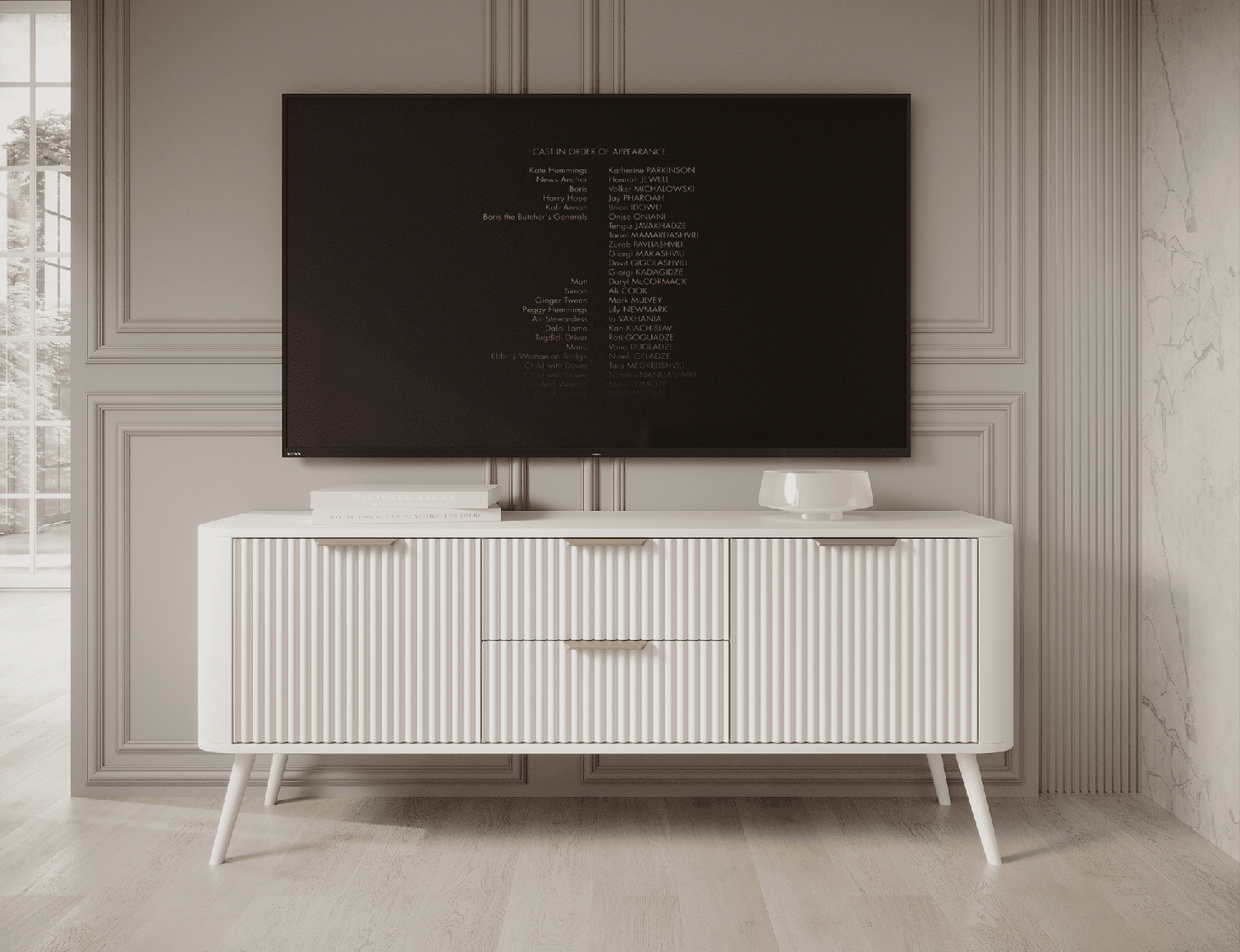 Televizní stolek Chavelle Barva korpusu: Bílá, Dveře: Bíle mat