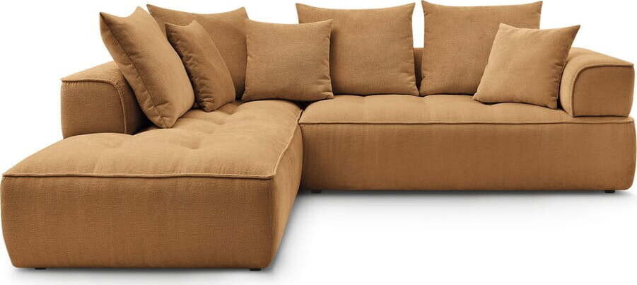 Žinylková rohová pohovka v hořčicové barvě (levý roh/do L) Whesley – Bobochic Paris