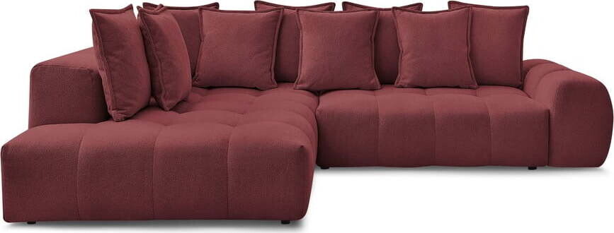 Vínová žinylková rozkládací/s úložným prostorem rohová pohovka (levý roh/do L) Everest – Bobochic Paris