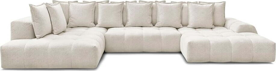 Bílá žinylková rozkládací/s úložným prostorem rohová pohovka (levý roh/do