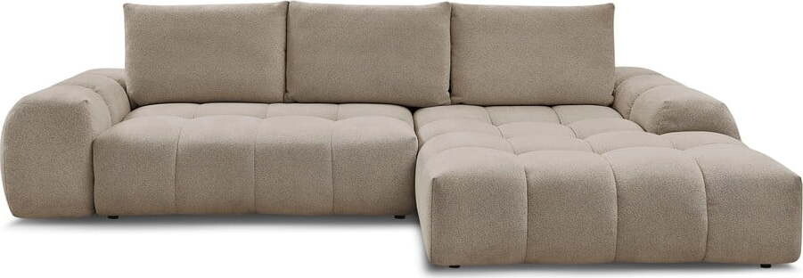 Taupe žinylková rozkládací/s úložným prostorem rohová pohovka (pravý roh/s lenoškou) Everest – Bobochic Paris