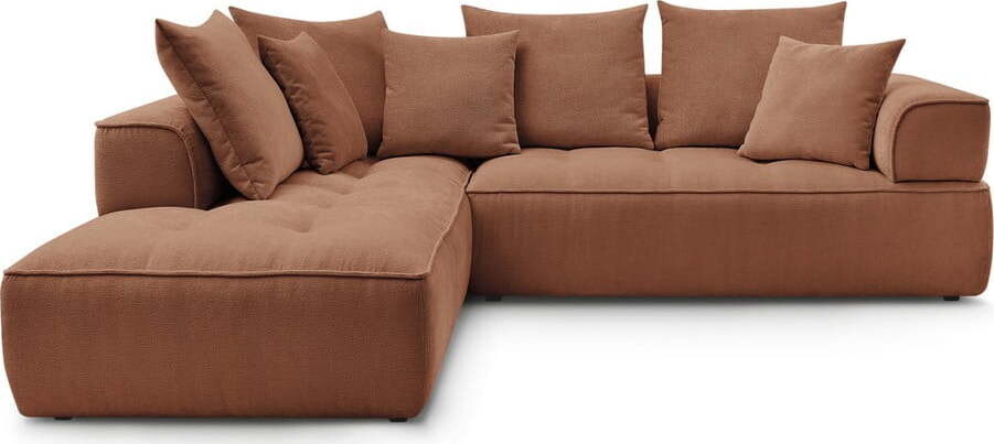 Žinylková rohová pohovka v terakotové barvě (levý roh/do L) Whesley – Bobochic Paris