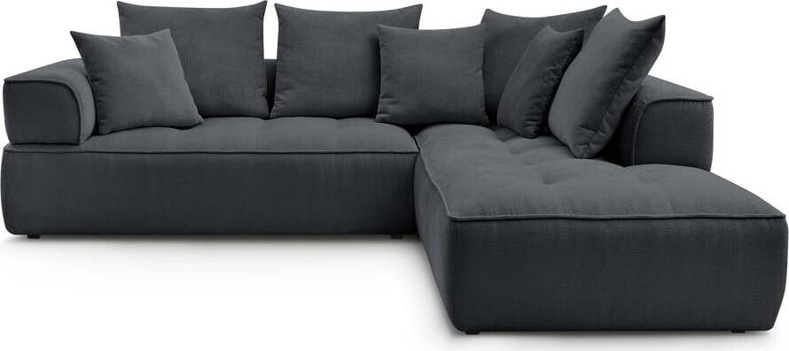 Tmavě šedá žinylková rohová pohovka (pravý roh/do L) Whesley – Bobochic Paris