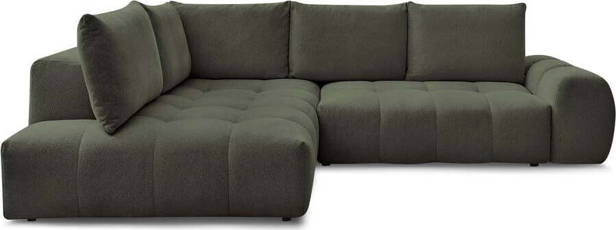 Zelená žinylková rozkládací/s úložným prostorem rohová pohovka (levý roh/do L) Everest – Bobochic Paris