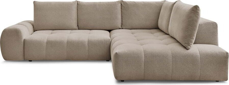 Taupe žinylková rozkládací/s úložným prostorem rohová pohovka (pravý roh/do L) Everest – Bobochic Paris