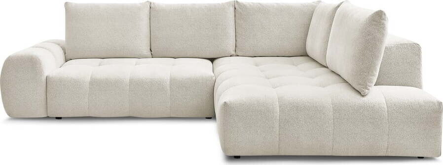 Bílá žinylková rozkládací/s úložným prostorem rohová pohovka (pravý roh/do L) Everest – Bobochic Paris