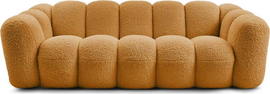 Pohovka z textilie bouclé v hořčicové barvě 232 cm Hippolyte – Bobochic Paris