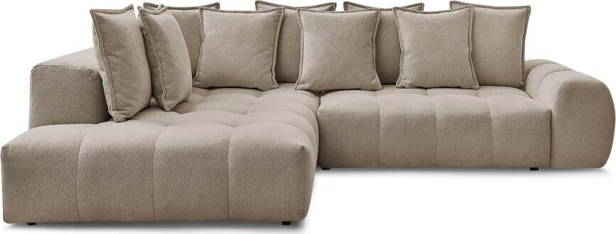 Taupe žinylková rozkládací/s úložným prostorem rohová pohovka (levý roh/do L) Everest – Bobochic Paris