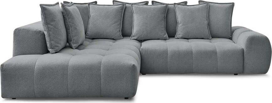 Tmavě šedá žinylková rozkládací/s úložným prostorem rohová pohovka (levý roh/do L) Everest – Bobochic Paris