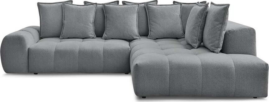 Tmavě šedá žinylková rozkládací/s úložným prostorem rohová pohovka (pravý roh/do L) Everest – Bobochic Paris