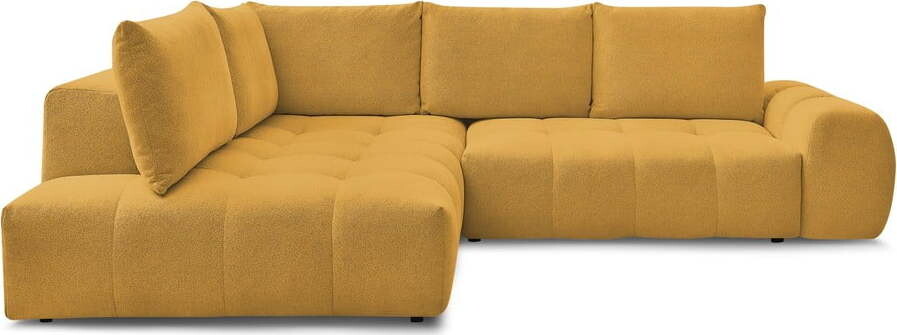 Žinylková rozkládací/s úložným prostorem rohová pohovka v hořčicové barvě (levý roh/do L) Everest – Bobochic Paris