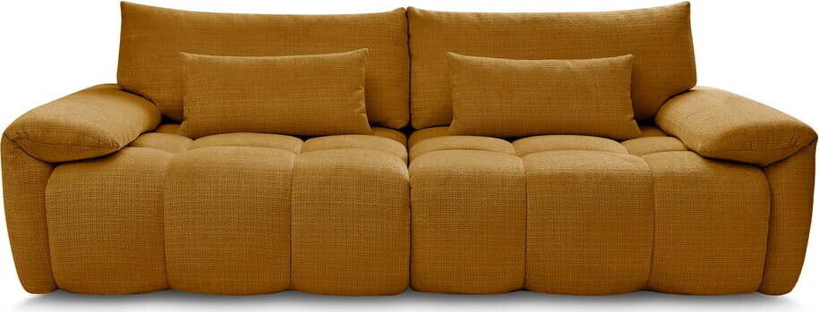 Žinylková pohovka v hořčicové barvě 264 cm Ivane – Bobochic Paris