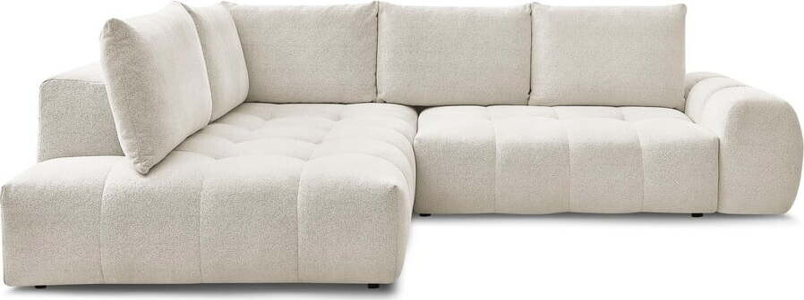 Bílá žinylková rozkládací/s úložným prostorem rohová pohovka (levý roh/do L) Everest – Bobochic Paris