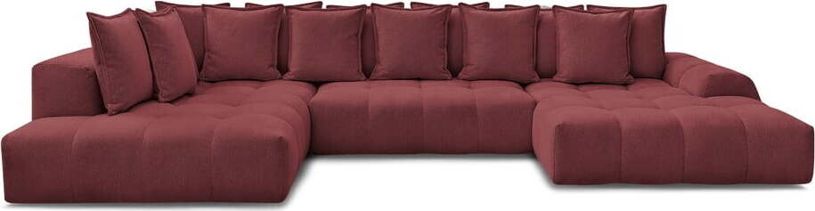 Vínová žinylková rozkládací/s úložným prostorem rohová pohovka (levý roh/do