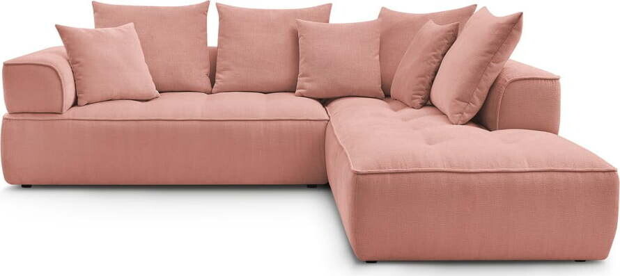 Růžová žinylková rohová pohovka (pravý roh/do L) Whesley – Bobochic Paris