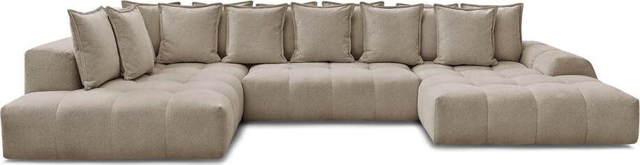 Taupe žinylková rozkládací/s úložným prostorem rohová pohovka (levý roh/do