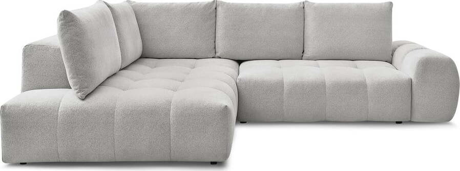 Světle šedá žinylková rozkládací/s úložným prostorem rohová pohovka (levý roh/do L) Everest – Bobochic Paris