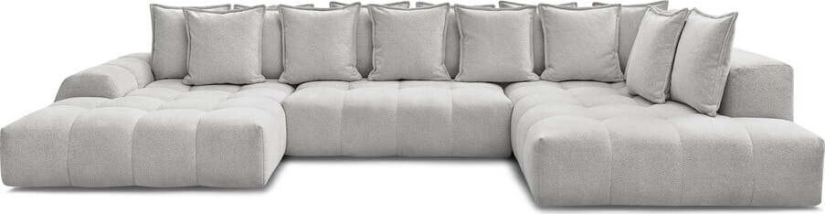 Světle šedá žinylková rozkládací/s úložným prostorem rohová pohovka (pravý roh/do 