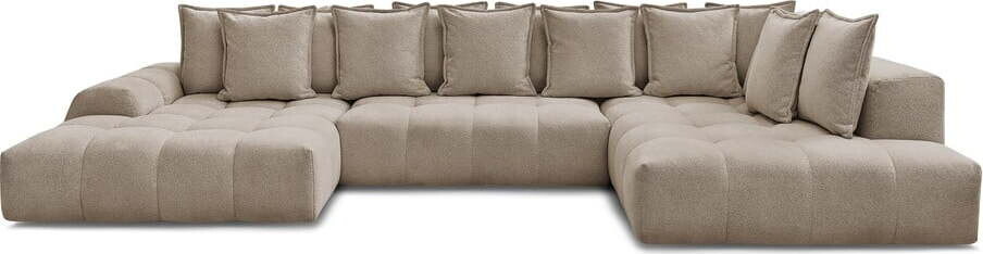 Taupe žinylková rozkládací/s úložným prostorem rohová pohovka (pravý roh/do 