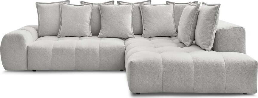 Světle šedá žinylková rozkládací/s úložným prostorem rohová pohovka (pravý roh/do L) Everest – Bobochic Paris