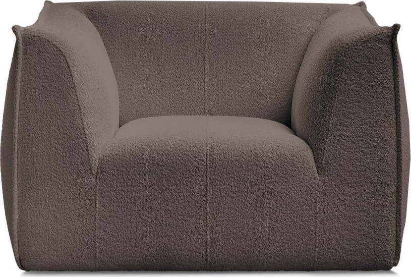 Hnědé křeslo z textilie bouclé Giorgia – Bobochic Paris