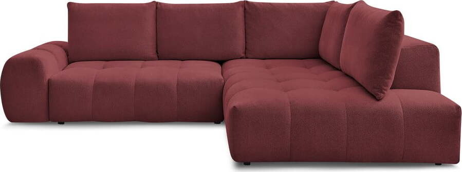 Vínová žinylková rozkládací/s úložným prostorem rohová pohovka (pravý roh/do L) Everest – Bobochic Paris