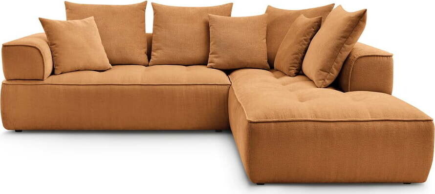 Žinylková rohová pohovka v hořčicové barvě (pravý roh/do L) Whesley – Bobochic Paris