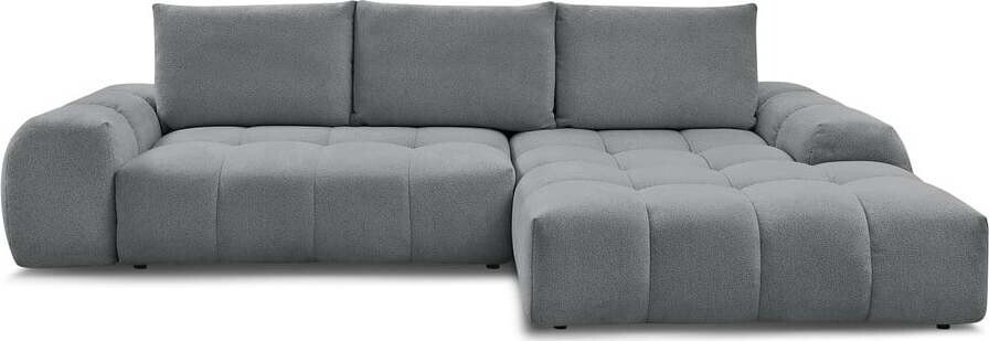 Tmavě šedá žinylková rozkládací/s úložným prostorem rohová pohovka (pravý roh/s lenoškou) Everest – Bobochic Paris