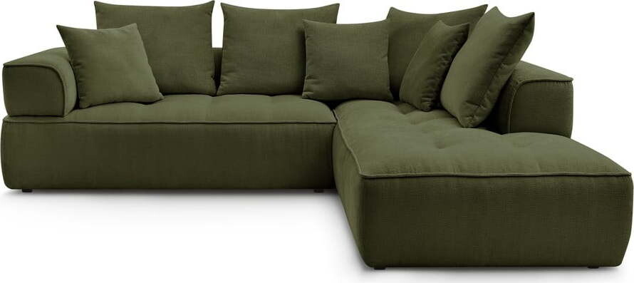 Zelená žinylková rohová pohovka (pravý roh/do L) Whesley – Bobochic Paris