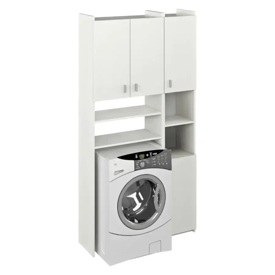 Tempo Kondela Skříňka nad pračku s regálem MIRALI - bílá