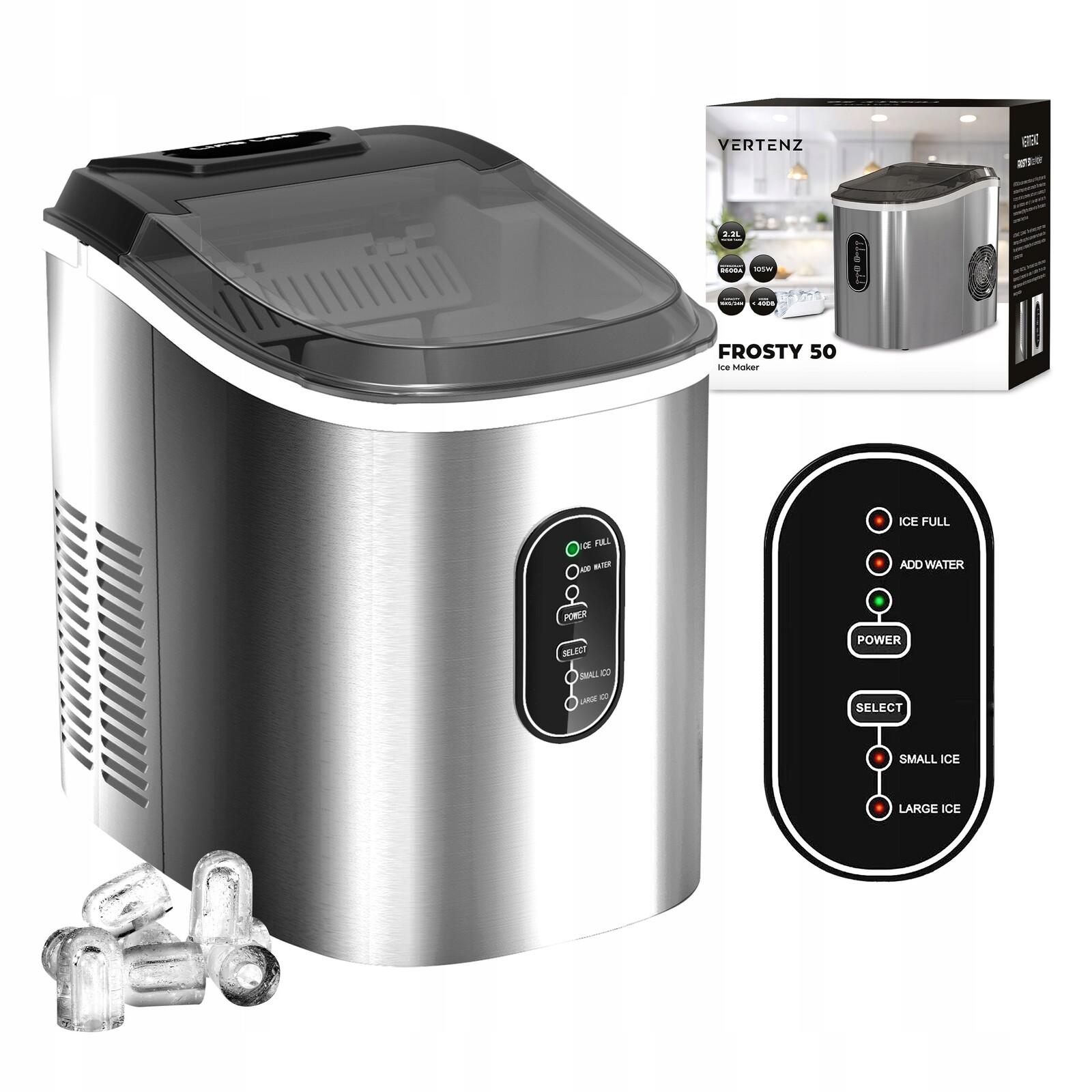 Výrobník ledu Vertenz Frosty 50 domácí 105 W expresní led 16 kg/24 h