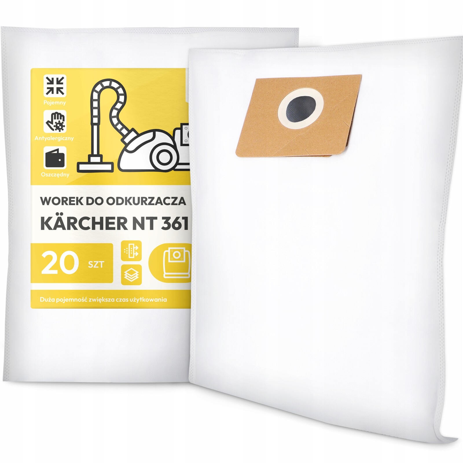 20 x Sáček Do Vysavače Kärcher Nt 361 Syntetický Velký Sáček Sáčky G9