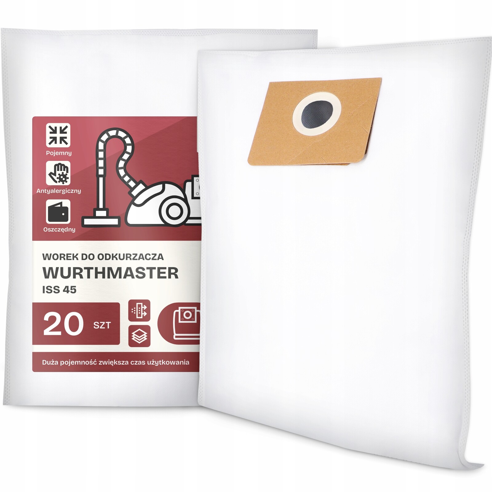 20 x Sáček Do Vysavače Wurthmaster Iss 45 Syntetický Velký Sáček Sáčky G9