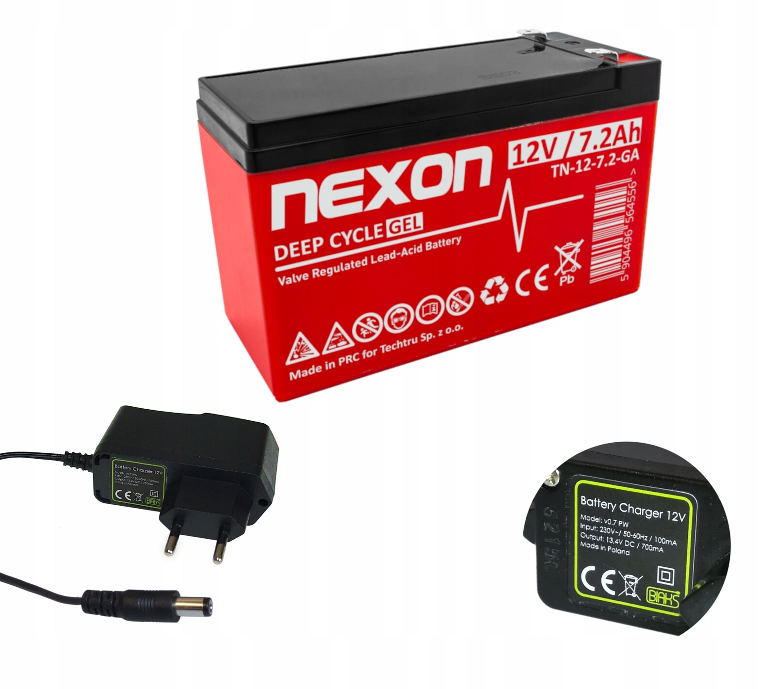 2x Akumulátor Nexon Deep Cycle Gel 12V 7,2Ah (rozměr 9Ah) Ups alarm