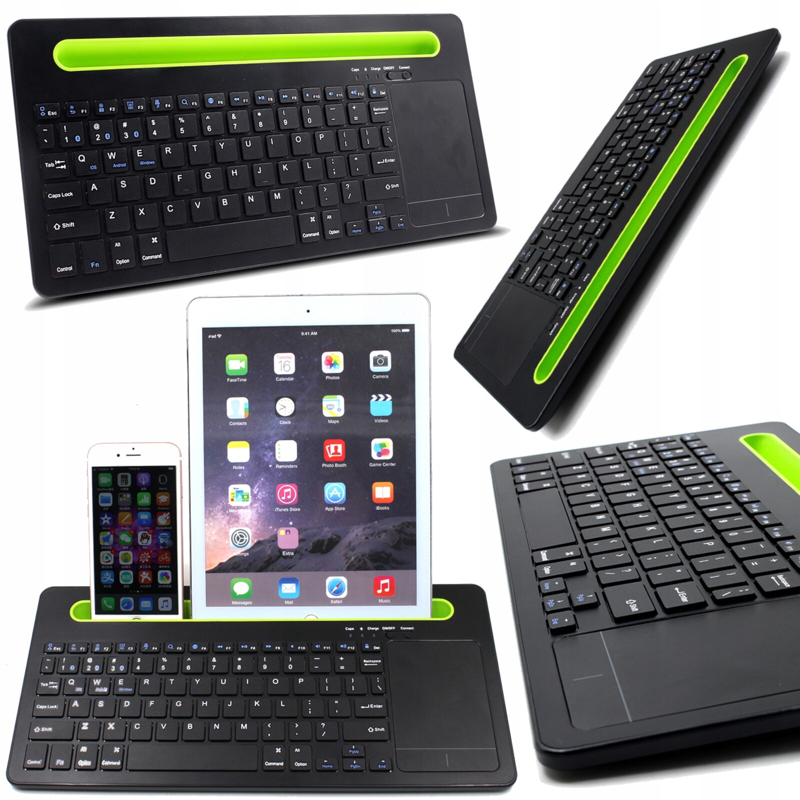 Bluetooth klávesnice s otvorem pro telefon nebo tablet, lehká a kompaktní