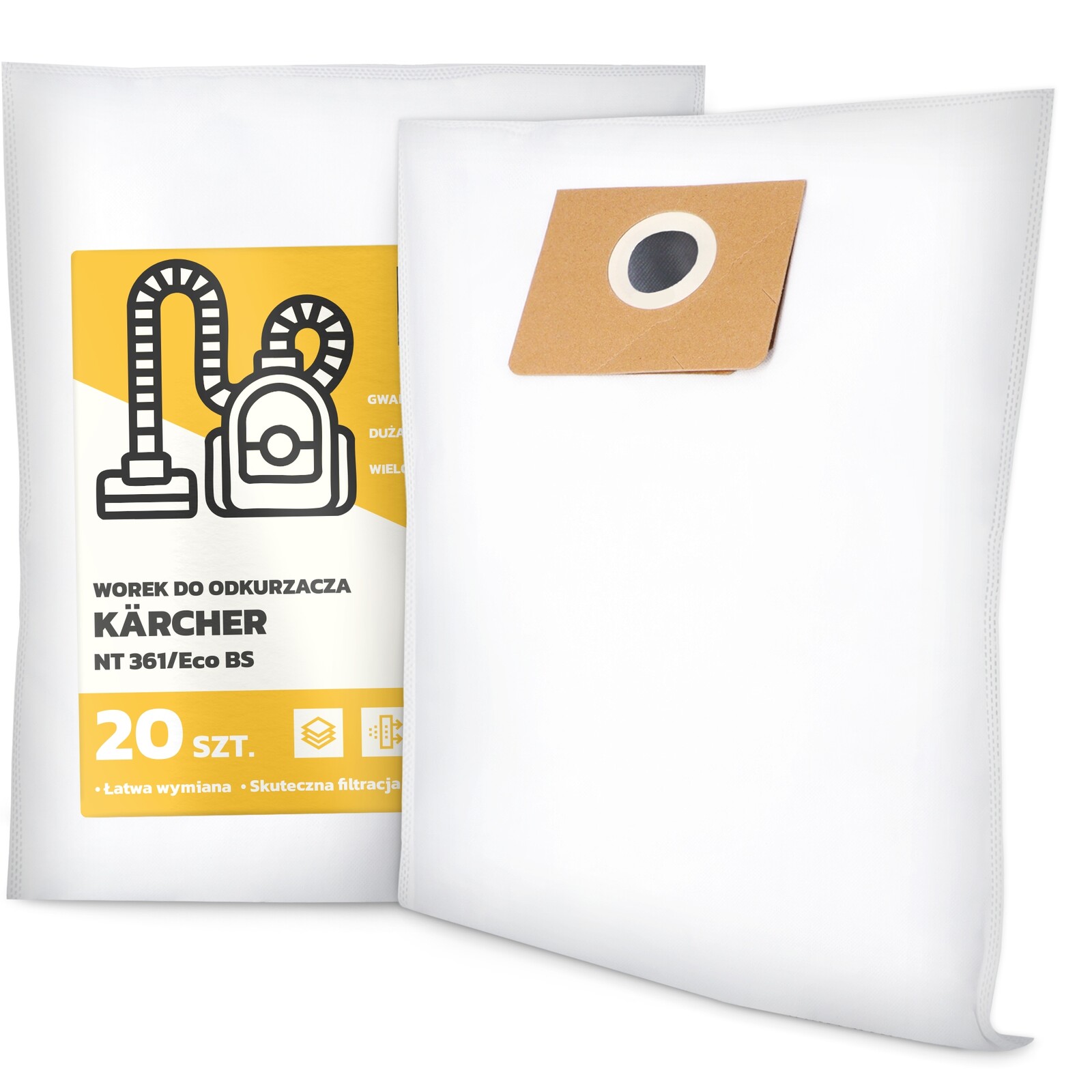 20 x Sáček Do Vysavače Kärcher Nt 361/Eco Bs Syntetický Sáček G9