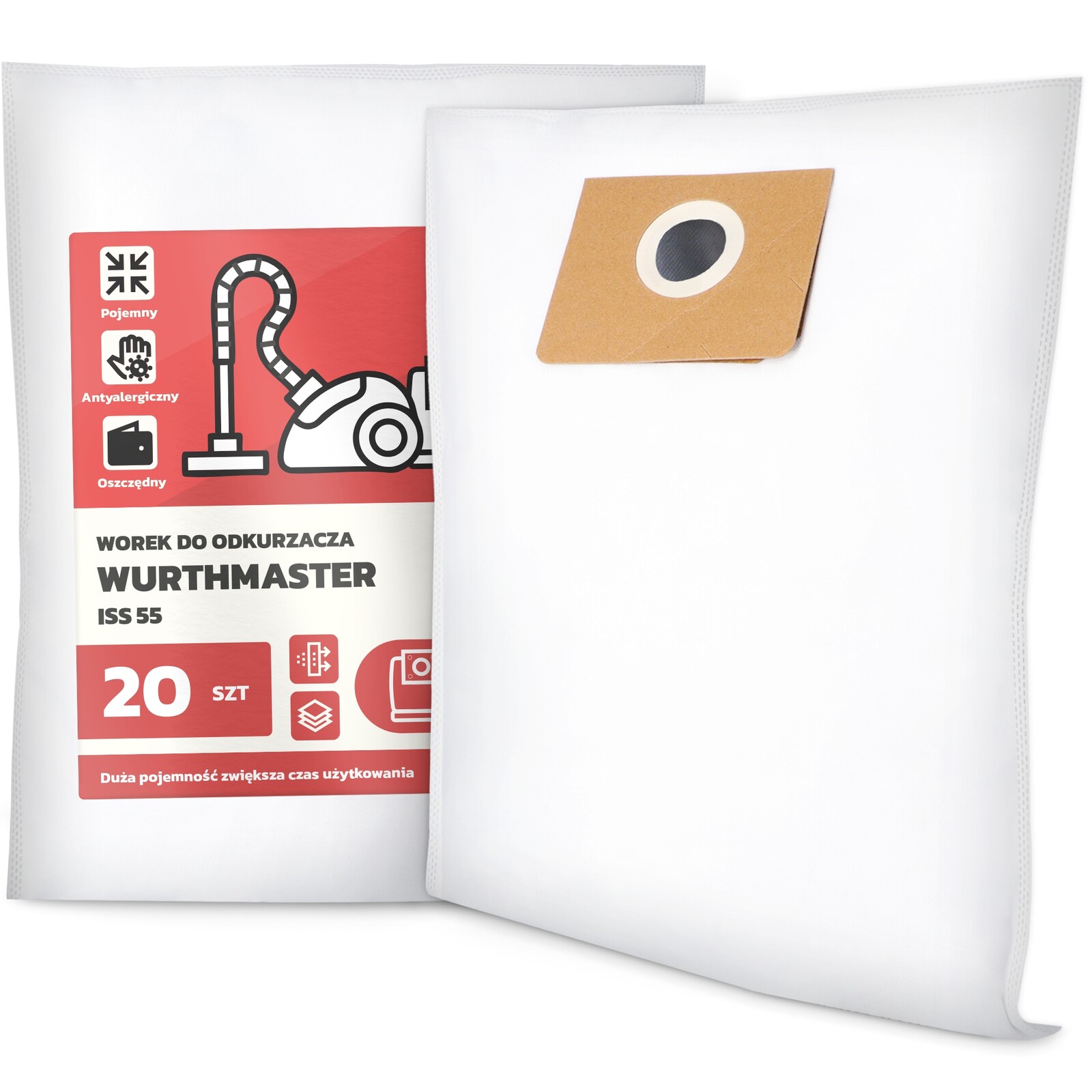 20 x Sáček Do Vysavače Wurthmaster Iss 55 Syntetický Velký Sáček Sáčky G9