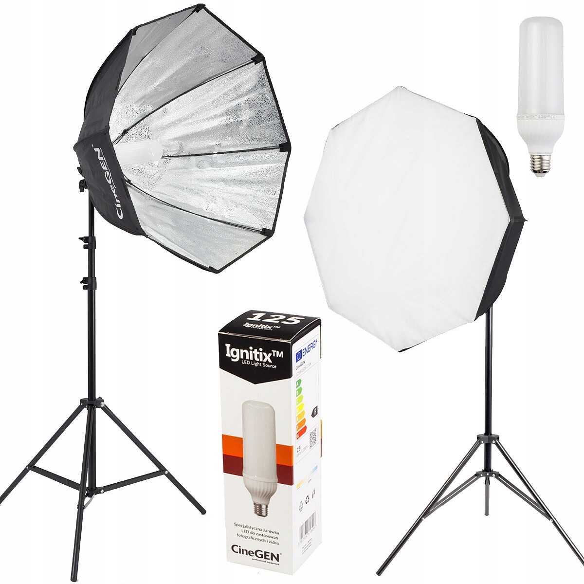 Fotografická lampa Softbox Octa 90 cm Žárovka 125W Led Stativ