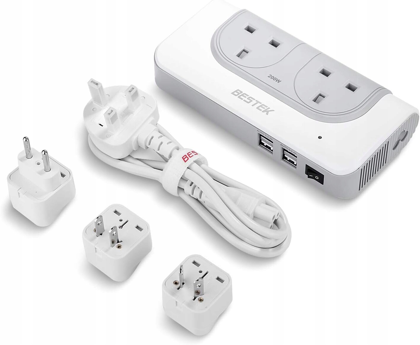 Měnič Napětí Bestek 200W Cestovní Usb Univerzální Uk Konektor
