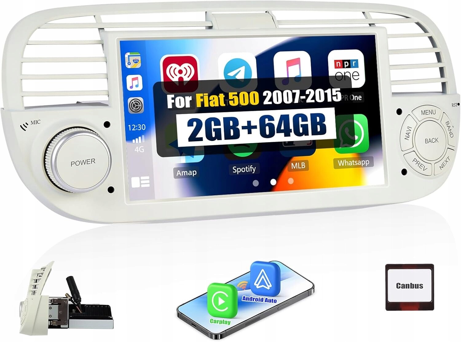 Autorádio Android 13 CarPlay/Android Car/DSP pro Fiat 500 2007-2015